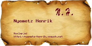 Nyemetz Henrik névjegykártya